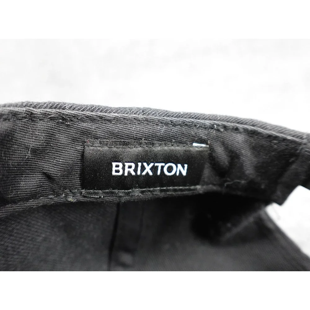 Brixton‎ Snapback Hat Mens OSFM Black Embroidered Logo Patch Flat Bill Cap